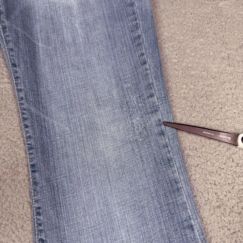 Aeropostale Flare Jeans Womens 3/4S Light Wash Low Rise Y2K Stretch Denim Flap